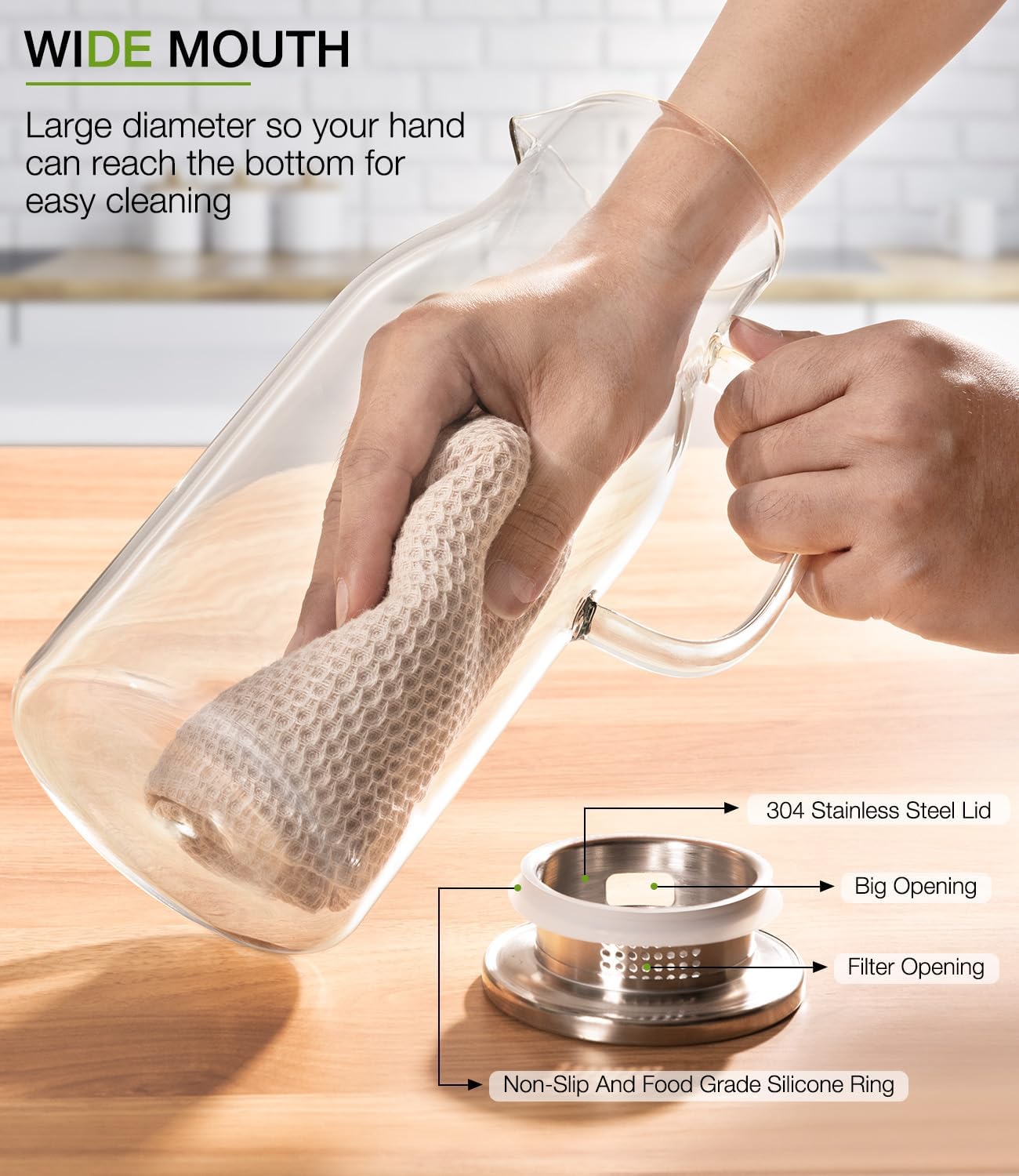68oz Borosilicate Glass Pitche - Pour Spout Pitcher ulasan dan harga