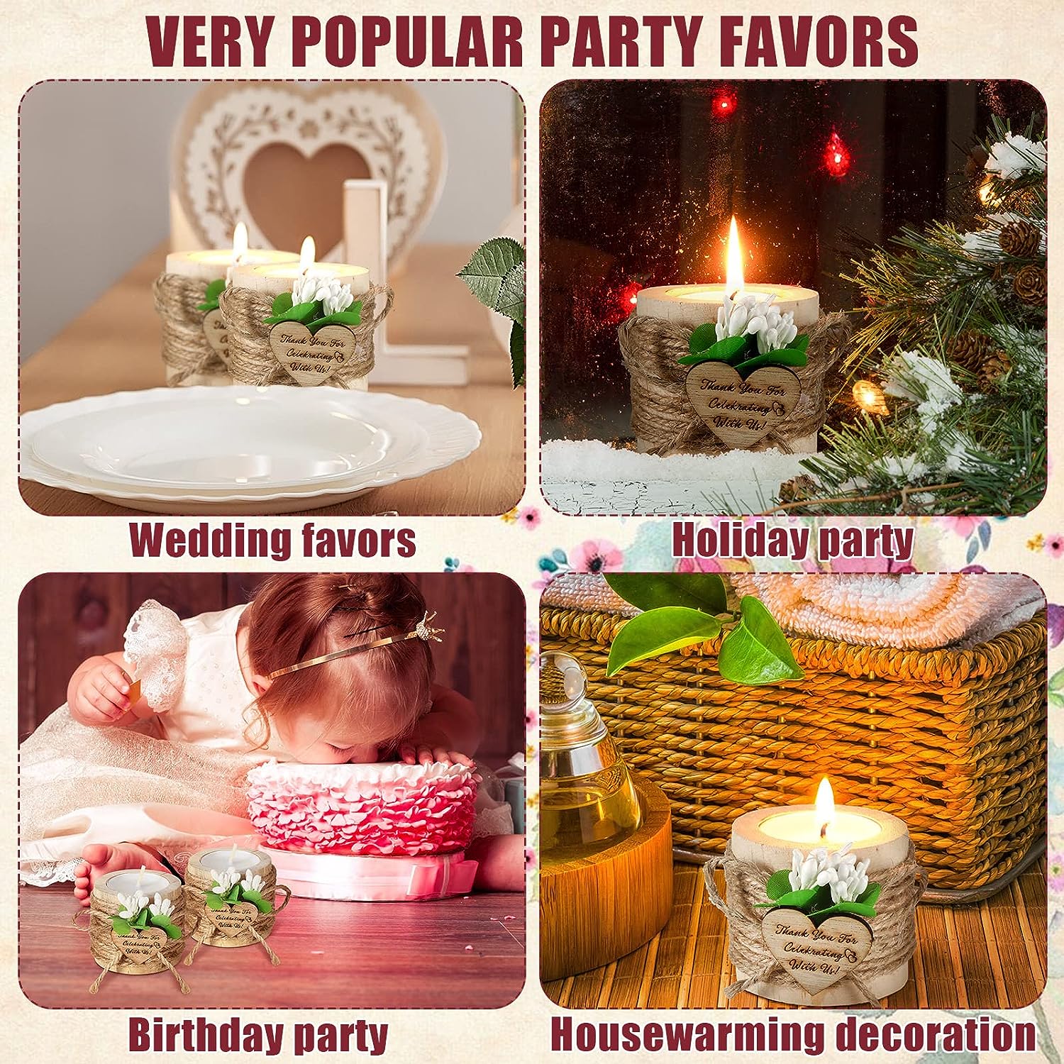6/12/24PCS Guest Gift Candle f - Candle Quotes ulasan dan harga
