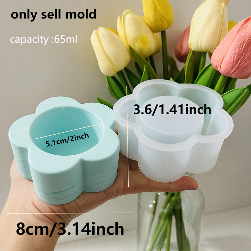 Flower Candle Cup Cement Mold  - Candle Quotes ulasan dan harga