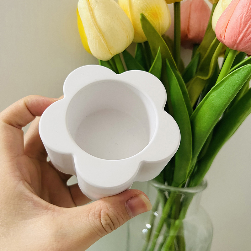Flower Candle Cup Cement Mold  - Candle Quotes ulasan dan harga
