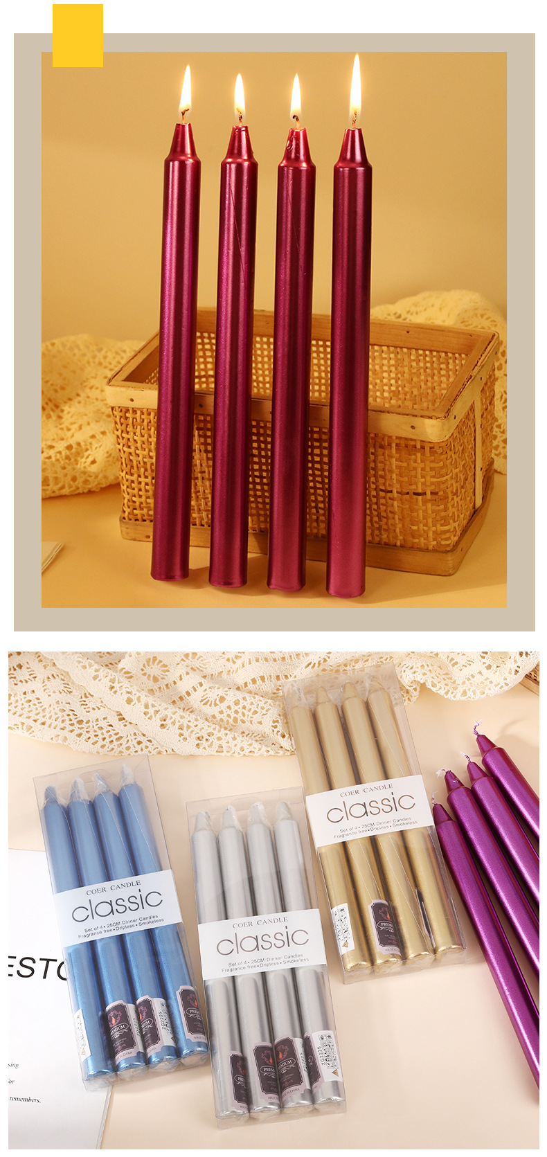25cm 2pcs PVC electroplatedcol - Candle Quotes ulasan dan harga