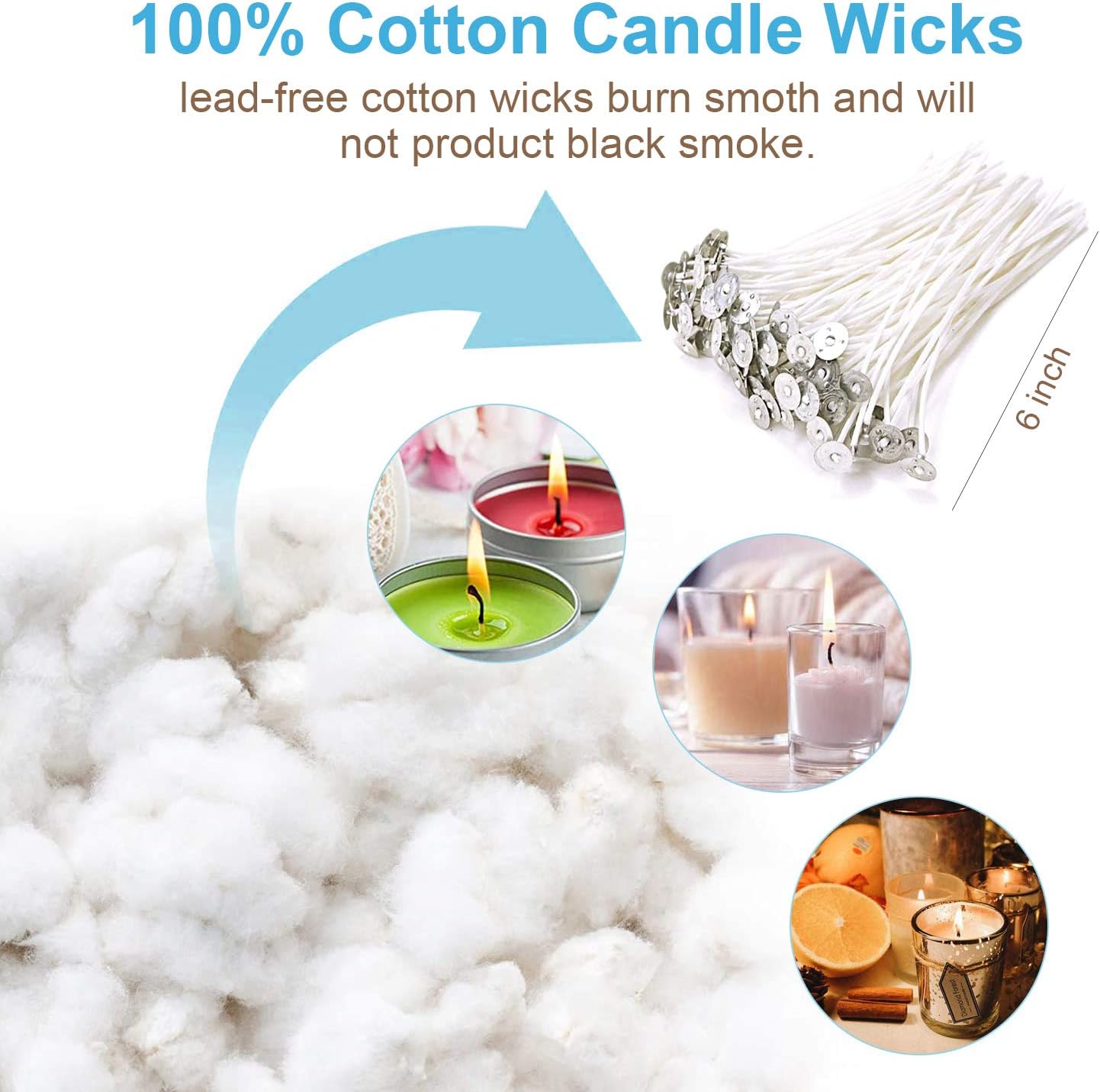 100pcs Cotton Candle Wicks, 6  - Cotton Wick 6 Inch ulasan dan harga