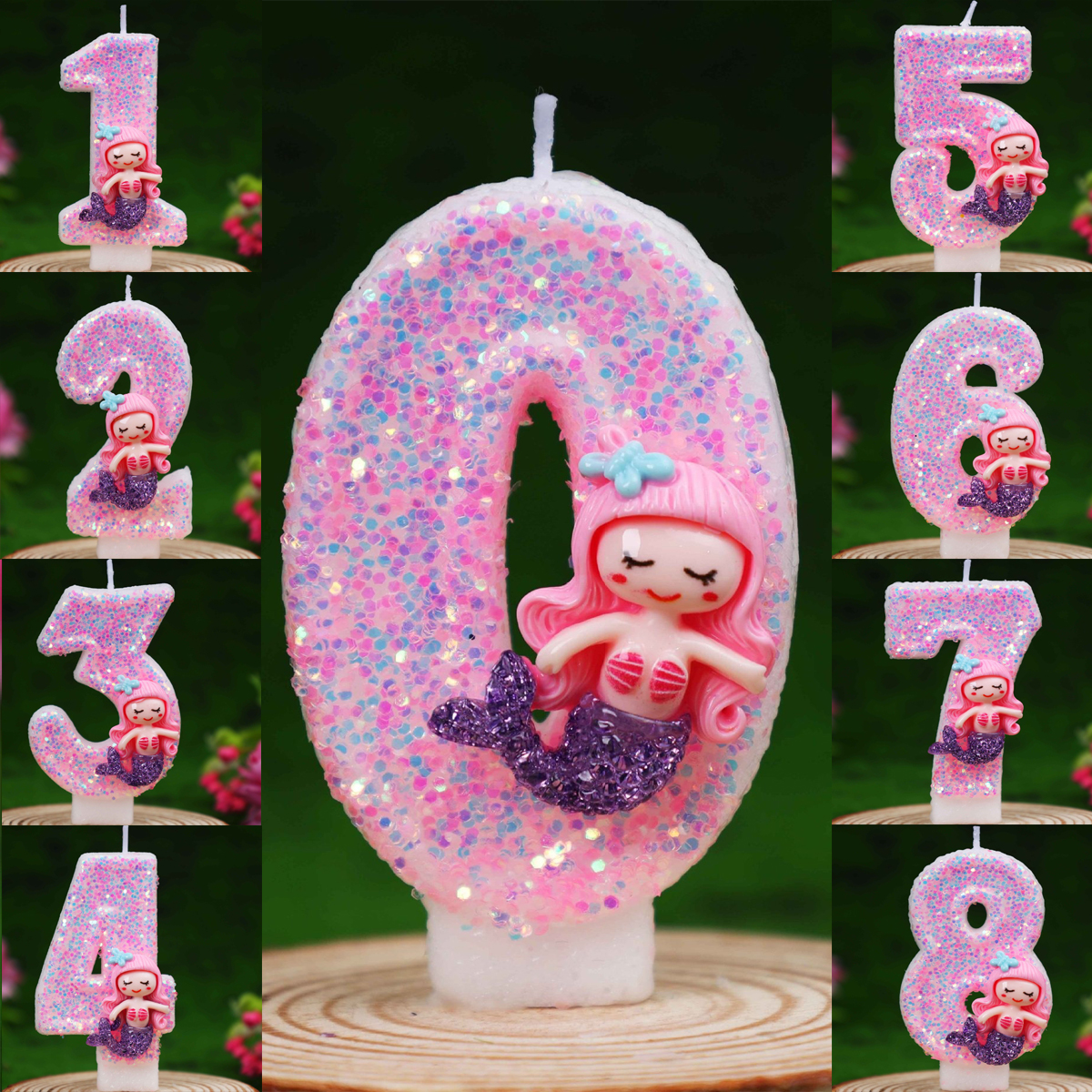 Creative Pink Mermaid 0-9 Digi - Candle Supplies In ulasan dan harga