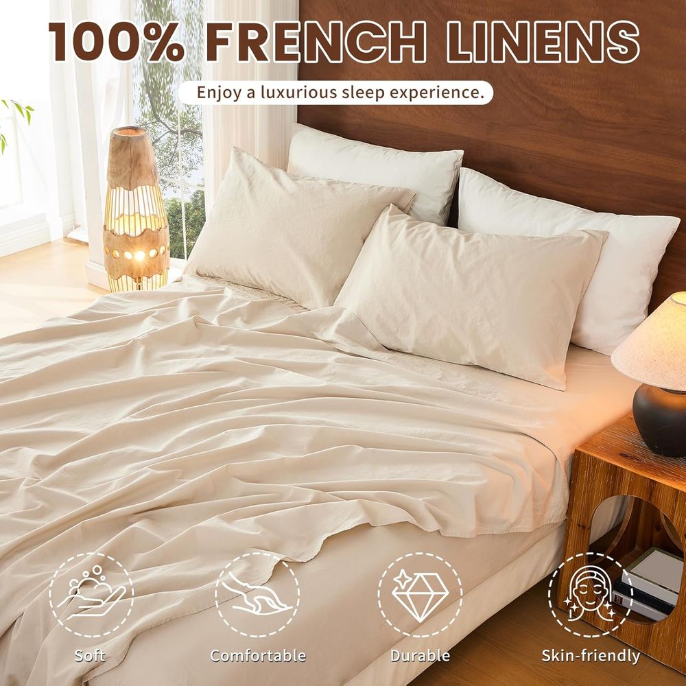 Queen Size Linen Bed Sheets -  - Cotton Wick 6 Inch ulasan dan harga