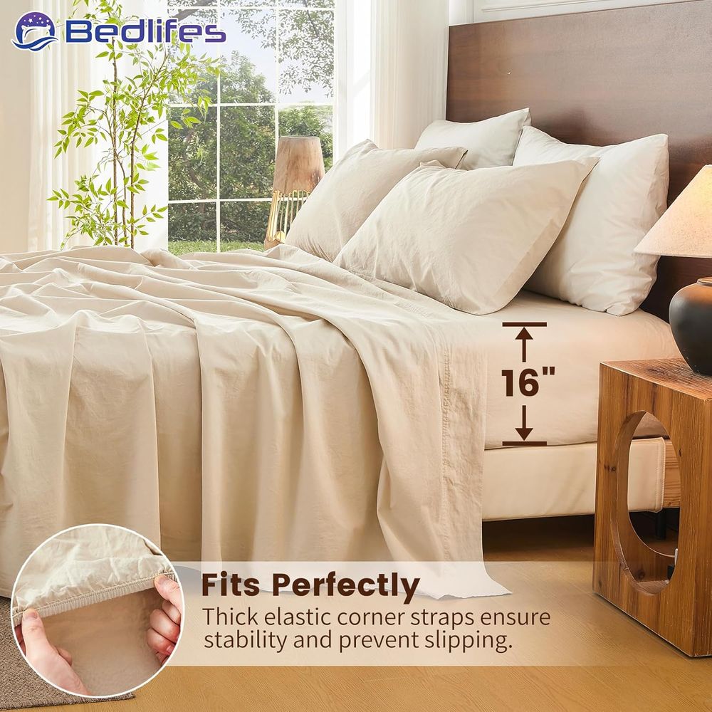 Queen Size Linen Bed Sheets -  - Cotton Wick 6 Inch ulasan dan harga