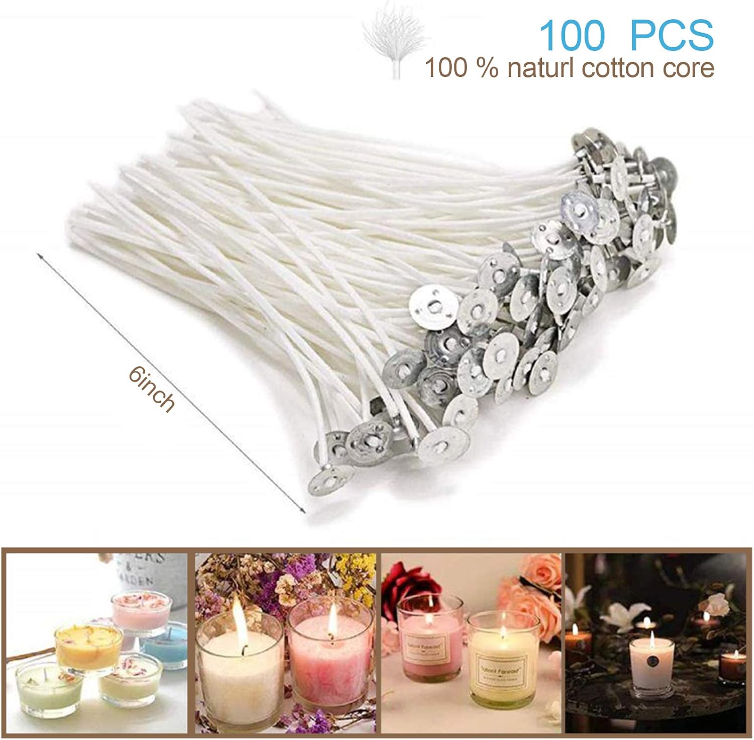 100pcs Cotton Candle Wicks, 6  - Cotton Wick 6 Inch ulasan dan harga