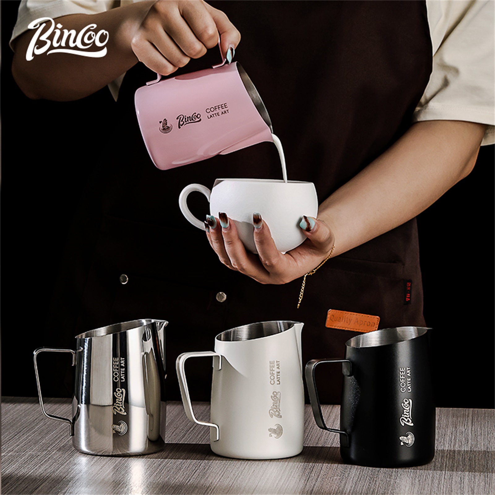 Bincoo Professional 420ml Milk - Pour Spout Pitcher ulasan dan harga