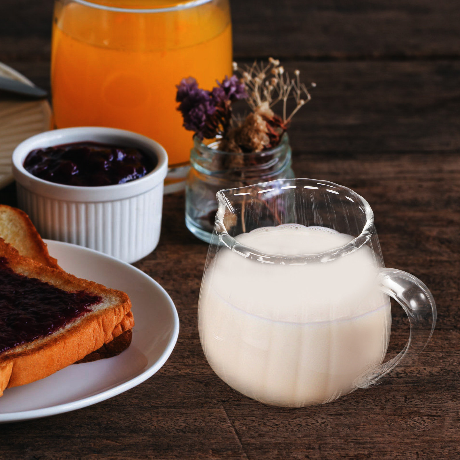 Glass Creamer Pitcher Mini Mil - Pour Spout Pitcher ulasan dan harga