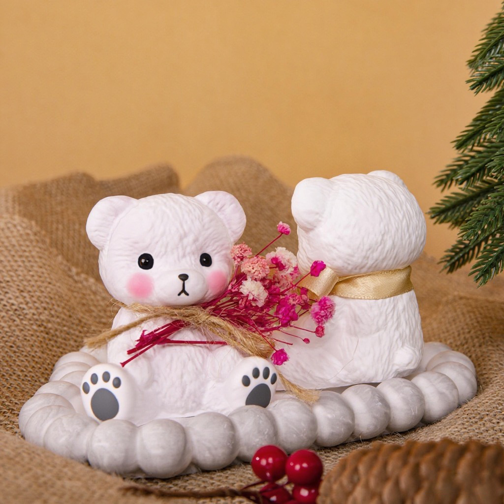 3PCS Couple Bear Silicone Mold - Candle Supplies In ulasan dan harga