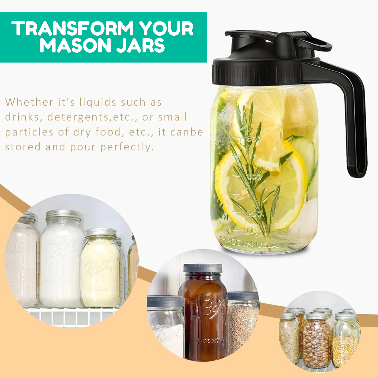 Mason Jar Pitcher Lid With Pou - Pour Spout Pitcher ulasan dan harga