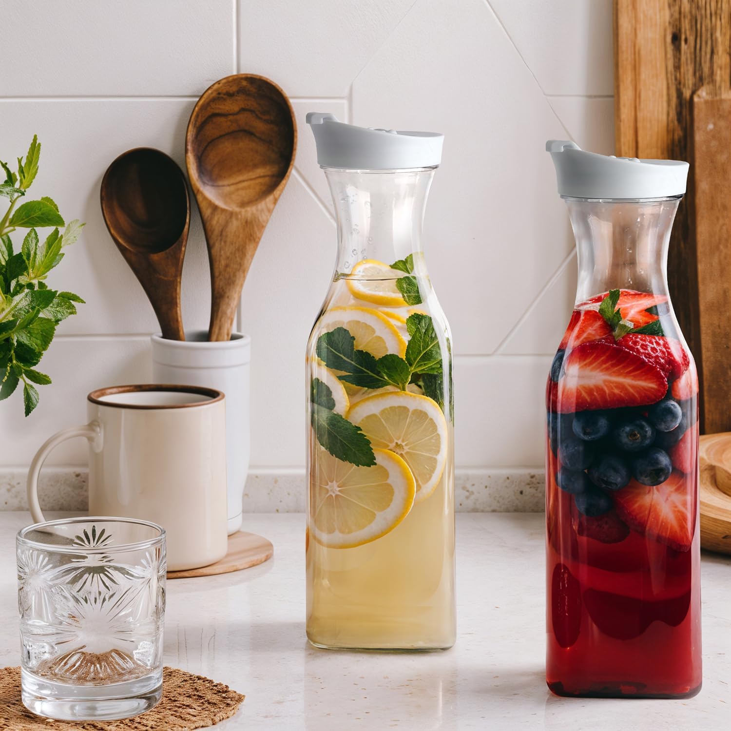 50 oz Plastic Carafe with Lid  - Pour Spout Pitcher ulasan dan harga