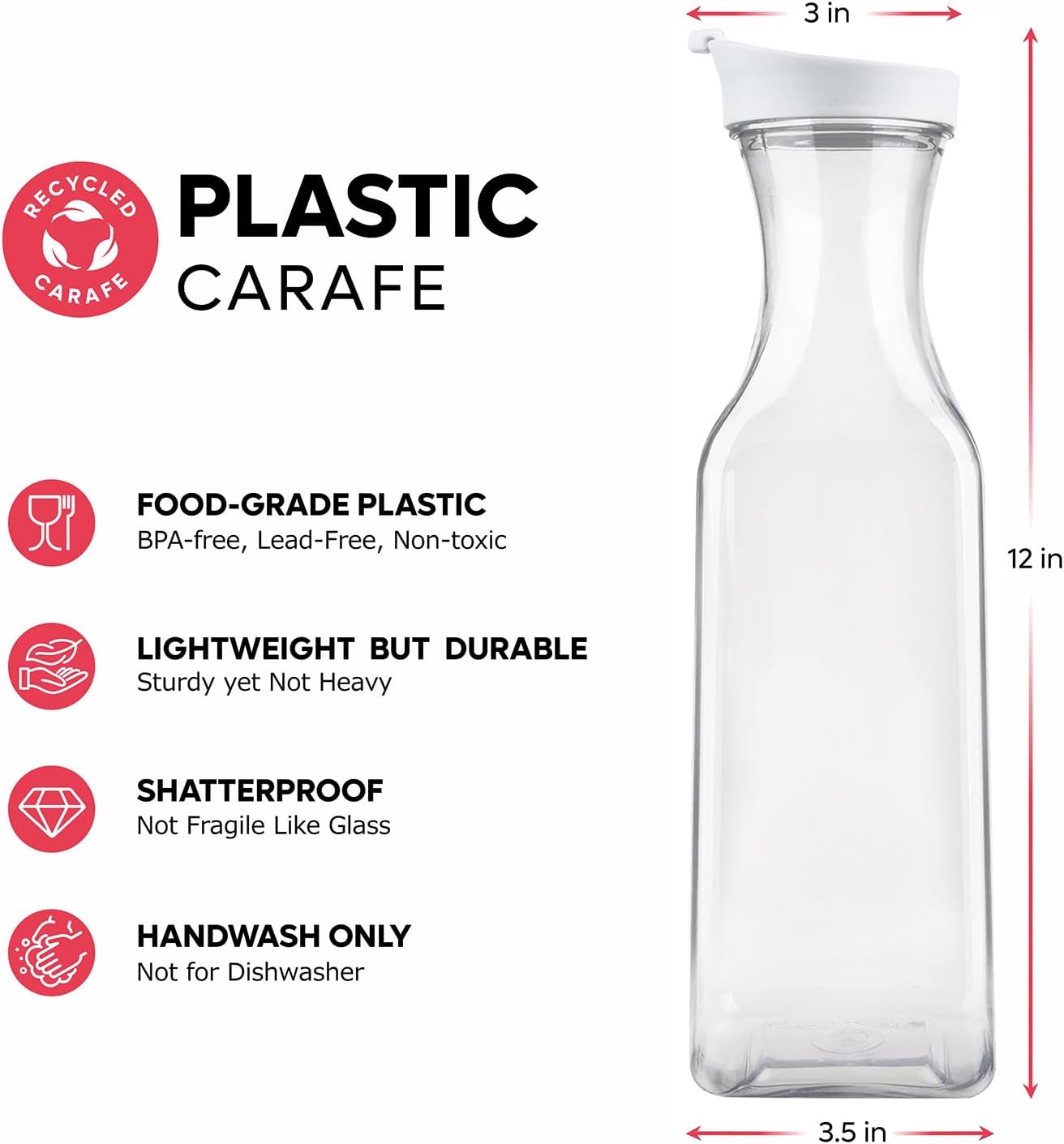 50 oz Plastic Carafe with Lid  - Pour Spout Pitcher ulasan dan harga